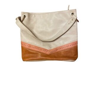 Montana West Elegant Cream, Pink, and Tan Women's Shoulder Bag 12 X 12”